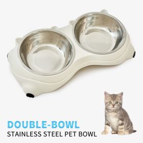 Double Stainless Steel Pet Bowl Set, Macaron Colors, Non-Slip Base And Easy To Clean For Cats And Dogs, Indoor And Outdoor Use (Color: White)
