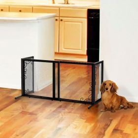 Richell Small Freestanding Metal Mesh Pet Gate in Black (Option: Black)