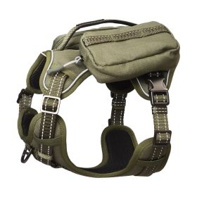 PETMARVEL High-Perfomance Tactical Dog Harness With Backpack, No Pull Front Clip & Metal Buckles (Option: Army Green-XLarge)