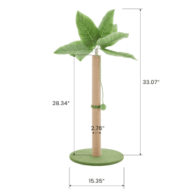 Cat Scratching Post, 33 Cat Scratcher Tall Scratching Posts With Dangling Ball For Indoor Cats (Color: Green)